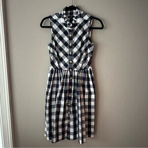 J. Crew Gingham Navy Dress Ruffle 2P
